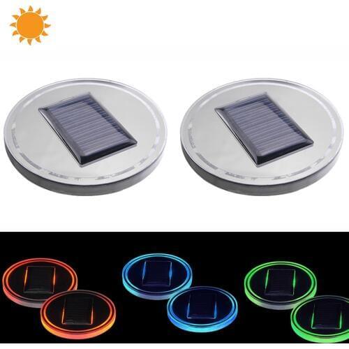 1Pcs Car Solar Cup Pad Non-slip Mat Luminous LED Light Cover Trim Atmosphere Lamp Car Accessories Decoration Ornaments Car Cup