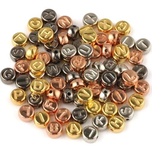 7x4mm Letter CCB Spacer Beads Round Flat Alphabet Loose Beads For Needlework Jewelry Making Diy Bracelet Necklace Accessories