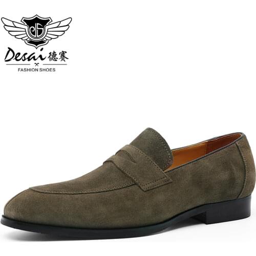 DESAI Loafers Men Shoes Genuine Leather Set Foot Shoe Gentleman Comfort Breathable For Spring Summer Cowhide Lining