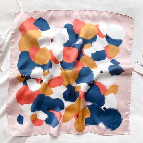 Fashion Neckerchief Women Hair 2021 Luxury Scarf Shawl Wrap Headband Hijab Lady suqare female girl silk Scarves Bandana 70cm