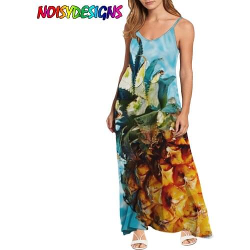 NOISYDESIGNS Sexy Backless Summer Women Loose Sleeveless Female Party Dress Pineapple Art Prints Womens Dresses Vestidos 2021