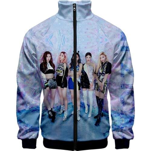 New Korean Fashion Kpop ITZY 3D Zipper Jackets Harajuku Streetwear Hip Hop 3D Jacket Coats Female Oversized Hoodie Coats Drops