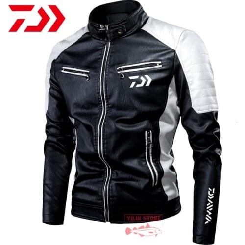 DAIWA Fishing Clothes Autumn Mens Casual Stand-up Collar and Leather Sleeve Jacket Winter Outdoor Cycling Sport Fishing Jacket