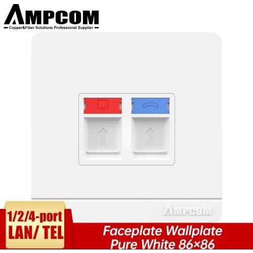 AMPCOM 86 Type Faceplate Computer Socket Panel Network Module RJ11 RJ45 Cable Interface Outlet Wall Socket Electrical Equipment