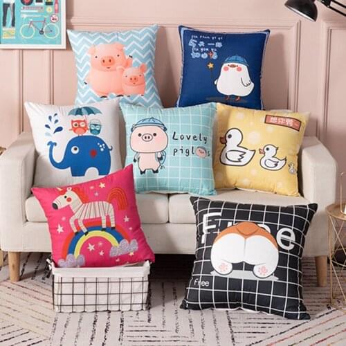 Pillow cushion living room net red cartoon logo sofa by pillowcase car office waist cushion can be removed and washed