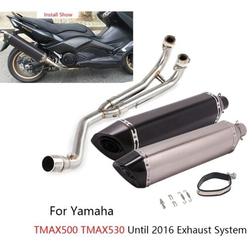 Full Exhaust System for Yamaha TMAX500 TMAX530 Until 2016 Motorcycle Header Mid Link Pipe Slip On 51mm Muffler Escape Db Killer