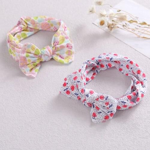 Print Baby Bows Headband Nylon Head Bands For Girls Hair Turban Infant Headwrap Soft Children Hair Accessories For Baby Girls