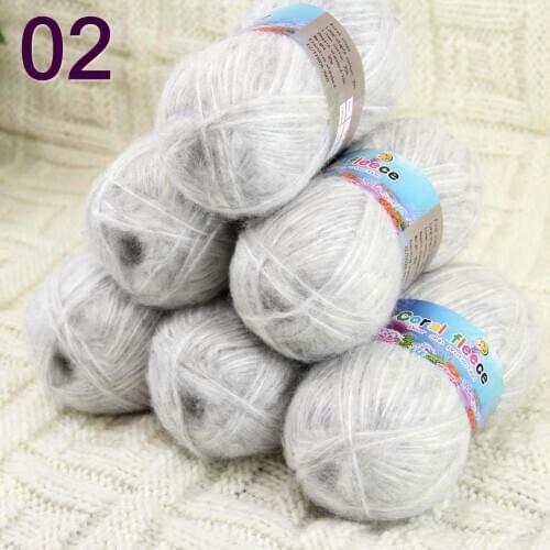 Sale 6SkeinX50gr Luxury Fluffy Soft NEW MOHAIR Shawls Hand Knit Crochet Yarn silver gray 822-02-6