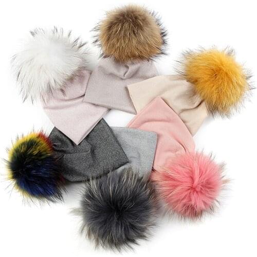 Multicolor Baby Girls Boys Beanies Infant Newborn Warm Beanie Hats Soft Unisex Cute Real Fur Pompom Candy Color Cap