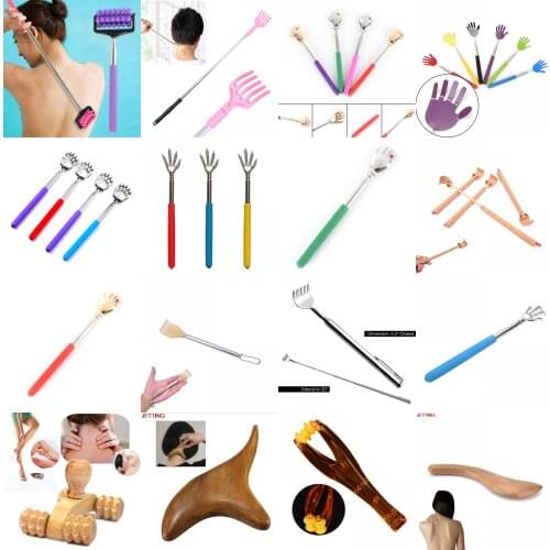 Adjustable Massager Back Scratcher Telescopic Massage Case Stainless Wooden Pen Clip Pocket Handy Scratching Kit Dragon Claw