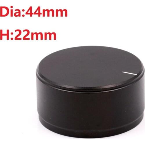 44x22mm Solid Aluminum Potentiometer Knob For Hifi AMP Turntable DAC CD Player 6mm Hole CNC Machined Silver Black 1PCS