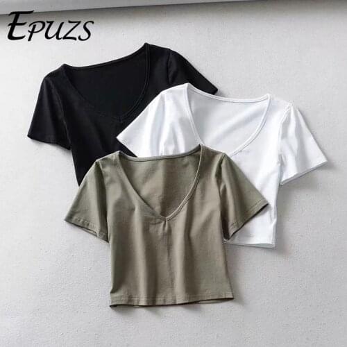 Sexy crop top Summer kawaii short Sleeve black white tshirt 2019 Streetwear t- shirt cotton punk tee shirt casual women tops