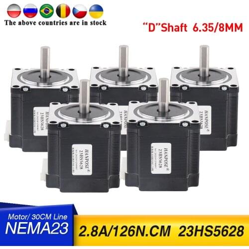 Free shipping 5pcs 4-lead Nema 23 Stepper Motor 23HS5628 57 motor 165 Oz-in 56mm 2.8A ISO CNC Laser Grind Foam Plasma Cut