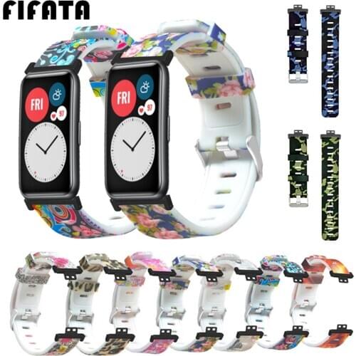FIFATA Silicone Printed Strap For Huawei Watch Fit Bracelet Soft Wristband Replacement Sports Strap For Huawei Fit Watch Band