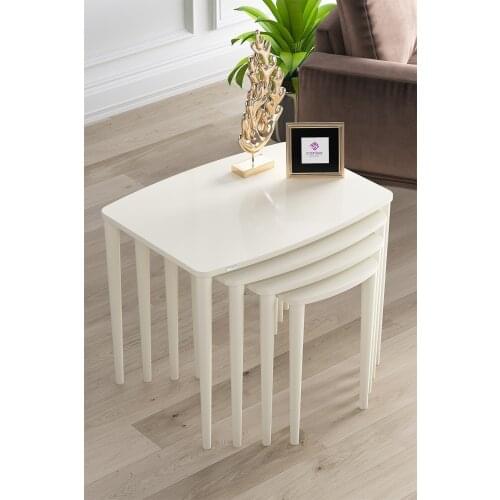Modern Cream Zigon Coffee table Pad 4'lü coffe table