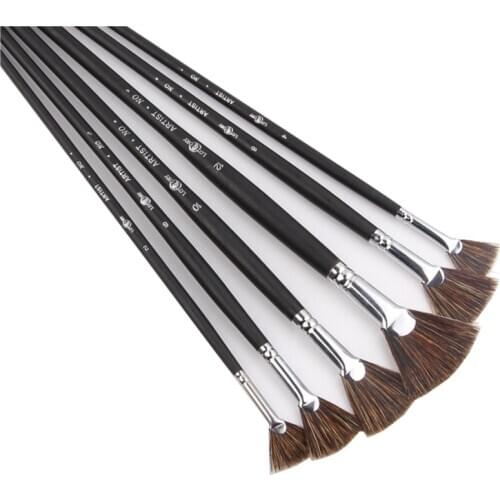 6pcs/Set Special offer Wild Boar Bristle brush pen set fan shape art supplies painting pen oil paint brush Student Stationery