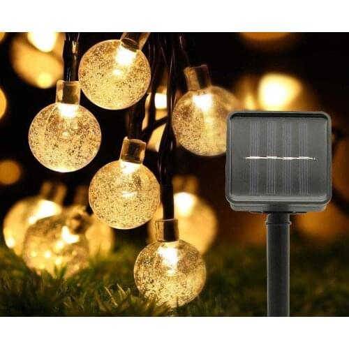 LED crystal ball solar string light.Decorative 22ft LED Outdoor Lights Waterproof, Garland Lights for Decorating Patio, Garden