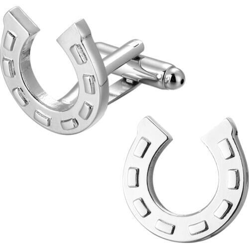 Mens shirts Cufflinks high-quality copper material Silvery Round horseshoe Cufflinks 5 pairs of packaging for sale