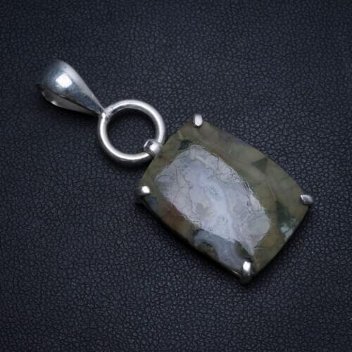 Natural Ocean Jasper Handmade Indian 925 Sterling Silver Pendant 1 3/4" T0127
