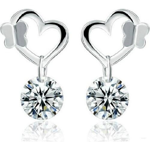 The New Stud Earing Girl Brinco Pendientes Cz Bijoux Zircon Heart Stud Earrings For Women Wedding Jewelry Accessories Earings