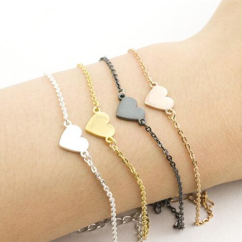 Classic Charming Forever Lover Heart Shaped Bracelet For Women Rose Gold Black Color Stainless Steel Pulseras Marry Gift
