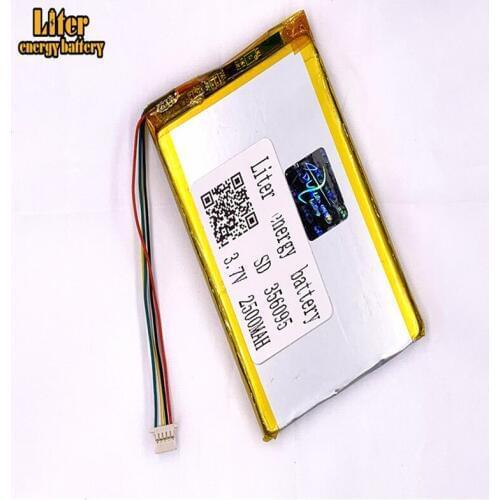 1.0MM 5pin connector 356095 2500mah 3.7V Li-ion Polymer Battery Rechargeable For Digital Camera tablet pc 7inch MP4 MP5 Battery