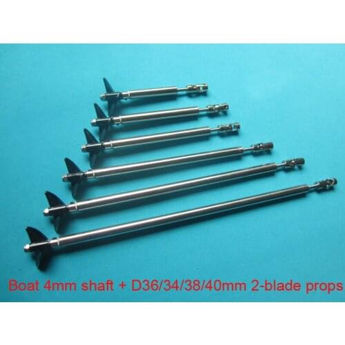 1/2Sets 4mm Drive Shaft Kit L10/13/15/20/25/30cm Shaft+D36/34/38/40mm 2-Blade Propeller+Universal Joint/Coupling for RC Boat DIY
