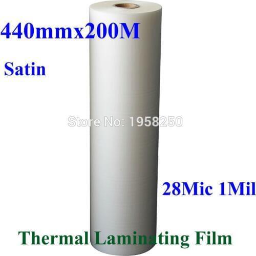 1 PC 28Mic 440mmx200M 1Mil Satin Matt 1" Core Hot Laminating Films Bopp for Hot Roll Laminator