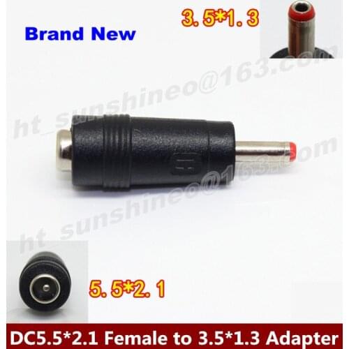 100PCS/LOT DC Jack DC5.5*2.1 Female to 3.5*1.3mm Male Power adapter DC converter plug