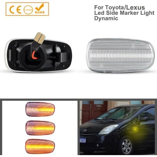 2Pcs Dynamic LED Side Marker Light Turn Signal Lamp Car Accessories For Toyota Prius Land Cruiser Kluger Wish RAV4 Altezza Crown