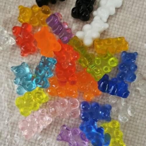 20Pcs/Bag Cute Gummy Bear Nail Art Decoration 9 Colors Candy Jelly Flatback Kawaii Cartoon Charms 3D DIY Manicure Decoration KP