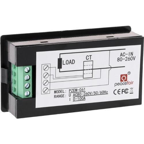 2021 New AC 80-260V 100A Voltage Current Watt Power Energy Meter PZEM-061 with Split CT