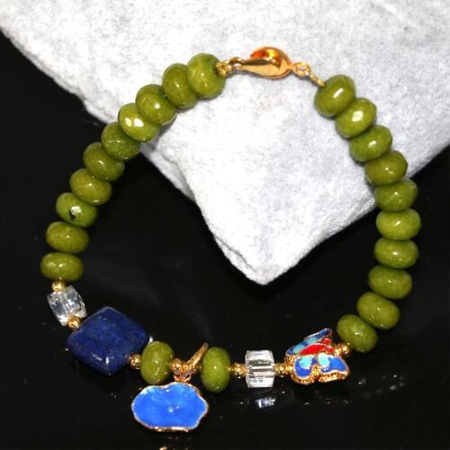5 style natural stone dyed chalcedony 5*8mm abacus jades beads bracelet bangle lapis lazuli cloisonne jewels 7.5inch B2942