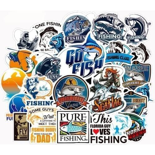 A 50Pcs Funny Fisherman Go Fishing Sticker For Notebook Suitcase Refrigerator Skateboard DIY Graffiti Modeling