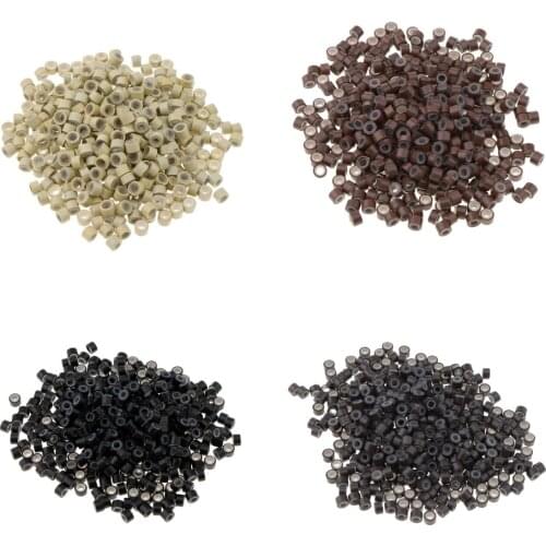 500 Silicone Micro Link Rings 3x3mm Lined Beads for Hair Extensions