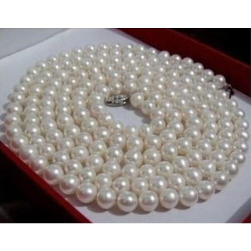 6-7mm white freshwater pearl necklace 82CM>Dongguan girl Store free shipping