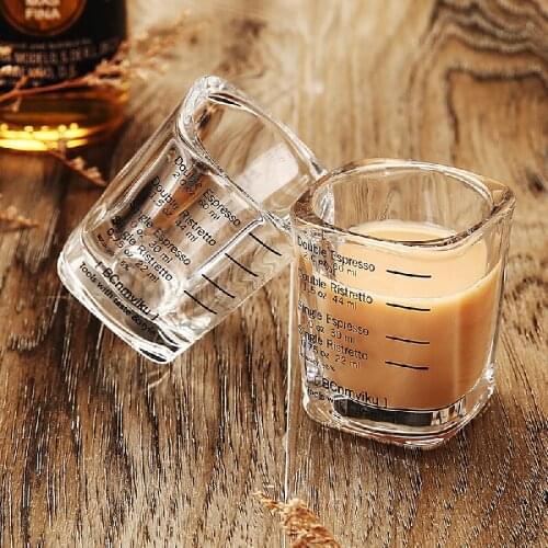 60ml Square Espresso Ounce Cup Double Scale Thickened Transparent High Temperature Coffee Measuring Cup Kitchen Bar Supplies
