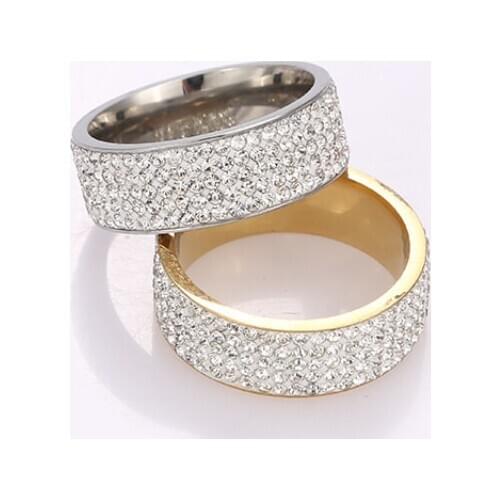 8mm ceramic clay dot ring, stainless steel full ring, 5 row diamond ring stainless steel rings ring women