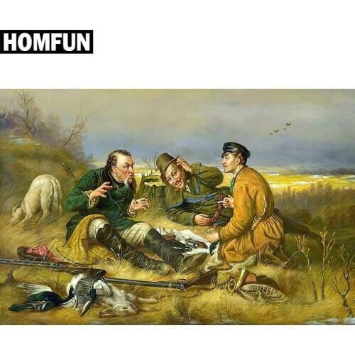 HOMFUN Full Square/Round Drill 5D DIY Diamond Painting "Hunter hunting" Embroidery Cross Stitch 5D Home Decor Gift