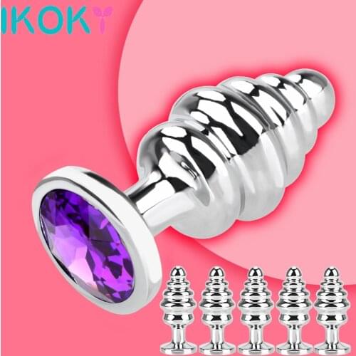 Stainless Steel Anal Plug Metal Butt Plug Sex Toys For Woman Men Prostate Massager Crystal Jewelry Spiral Beads Stimulation