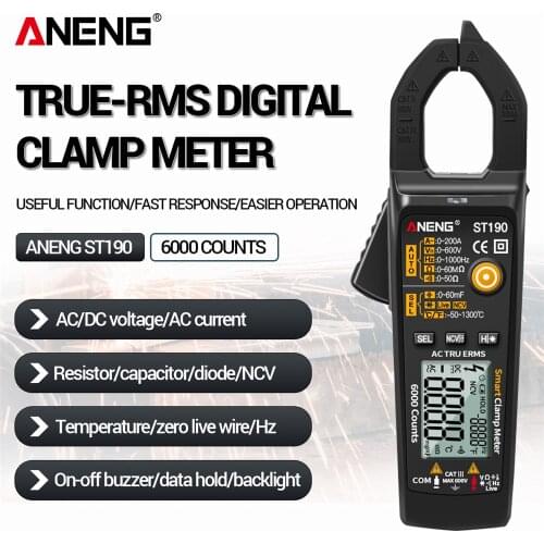 ANENG - ST190 Measuring Clamp, 6000 Points True RMS, Professional Digital Multimeter, AC Current Tester, Voltmeter, Auto Range