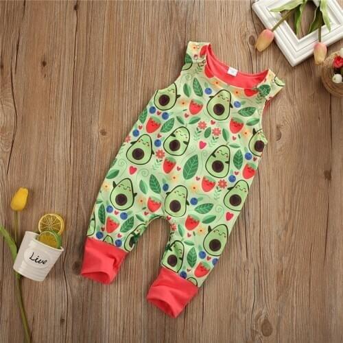 Newborn Toddler Boy Baby Girl free shipping clothes Avocado print casual cotton Romper round neck sleeveless Jumpsuit one pieces