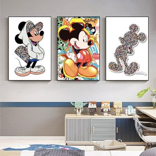 Disney Graffiti Art Cartoon Posters Mickey Mouse Minnie Canvas Painting Abstract Prints Cuadros Wall Art Picture Kids Room Decor