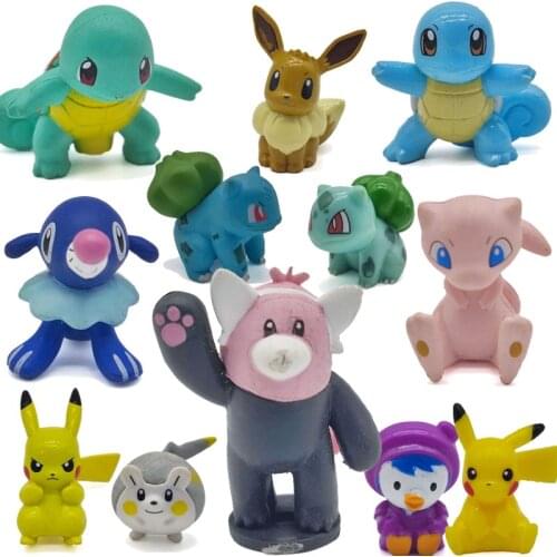Original Pokemon Anime Figures Pikachu Figurines Bulbasaur Squirtle Cute Small Ornaments Kids Room Decor Birthday Gifts Toys