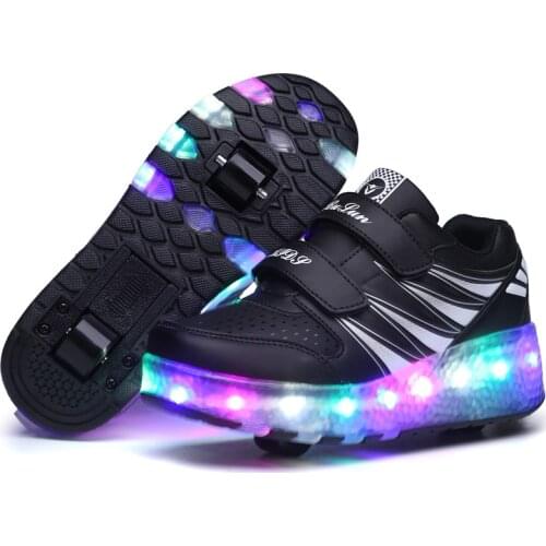 2021 Heelys LED Light Sneakers with Wheel Boy Girl Roller Skate Casual Shoe with Roller Girl Child Black