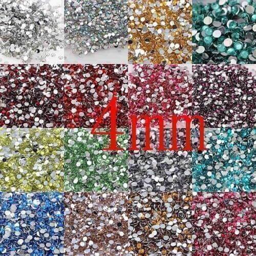 1000pcs 4mm 25 Colors Round Resin Flatback Rhinestones For DIY Nail Art Jewelry Decorations