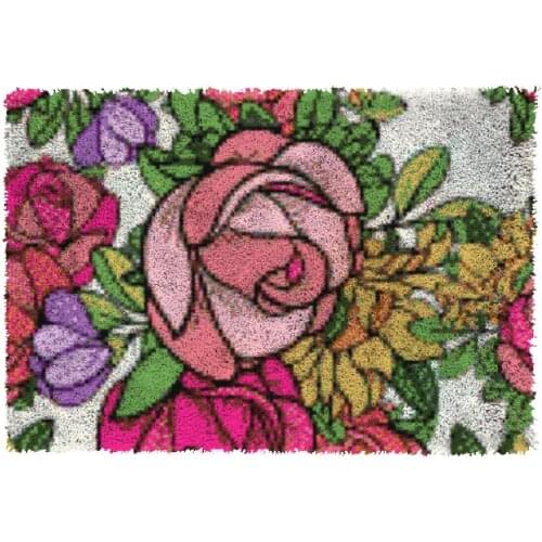 Latch Hook Kits Flower Chunky Yarn Embroidery Crocheting Tapestry Kits Needlework Arts & Crafts DIY Carpet Rug