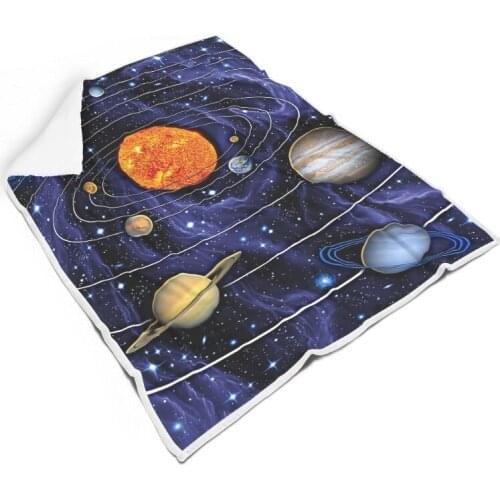 Galaxy Sky Sun and Moon Bed Blanket Warm Quality Soft Throw Blanket for Adults Kids Bedding Sofa Square Blanket All Seasons