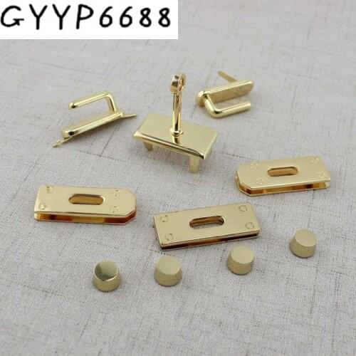 Metal rectangle eyelets lock hanger panel for bags hardware wholesale fashion a set of locks fittings woman bag handbags purse