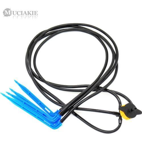 MUCIAKIE 10PCS 4-Outlet Elbow Dripper Assembly Kits Include 50mm 3/5mm Hose 2L(8L)/H Gardening Drippers for Garden Plants